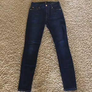 7 for all mankind dark rinse ankle skinny jean 25